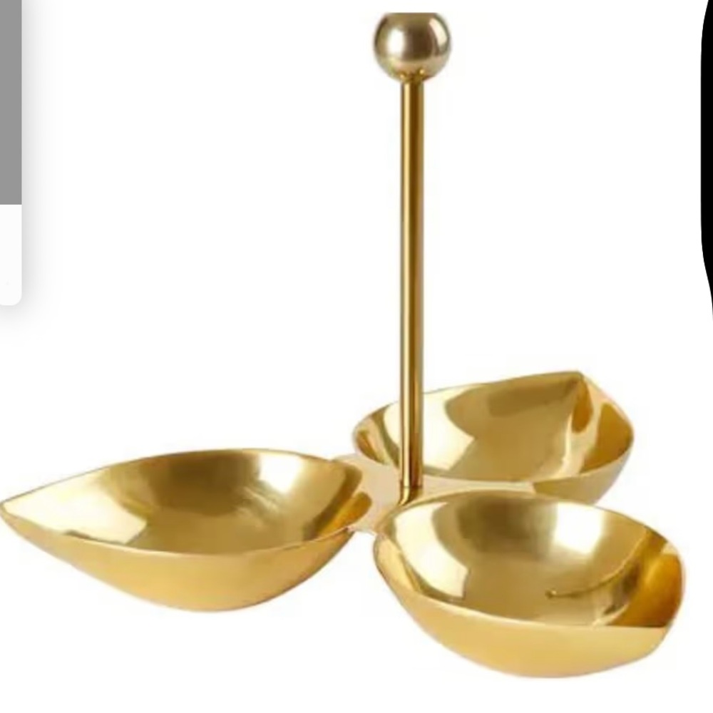 IKEA AROMATISK Serving Stand with 3 Bowls Leaf Shaped for Dry Fruits and Snacks